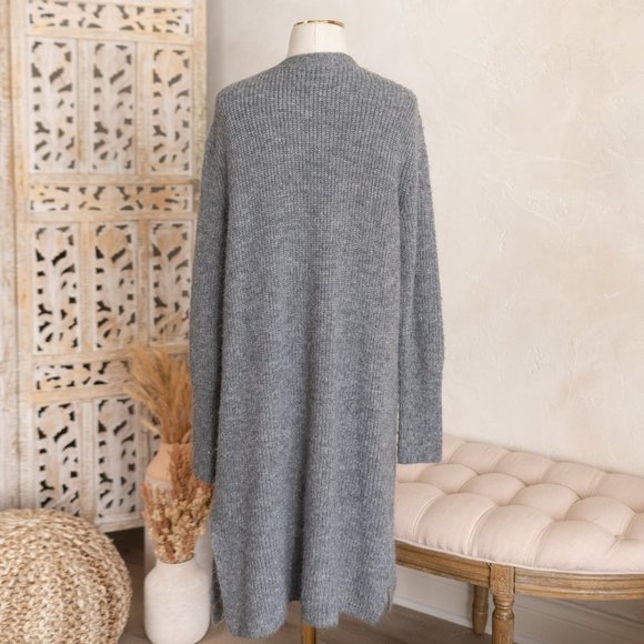 Women’s Halogen Gray‎ Long Open Front Wool Blend Cardigan size M - Picture 5 of 11